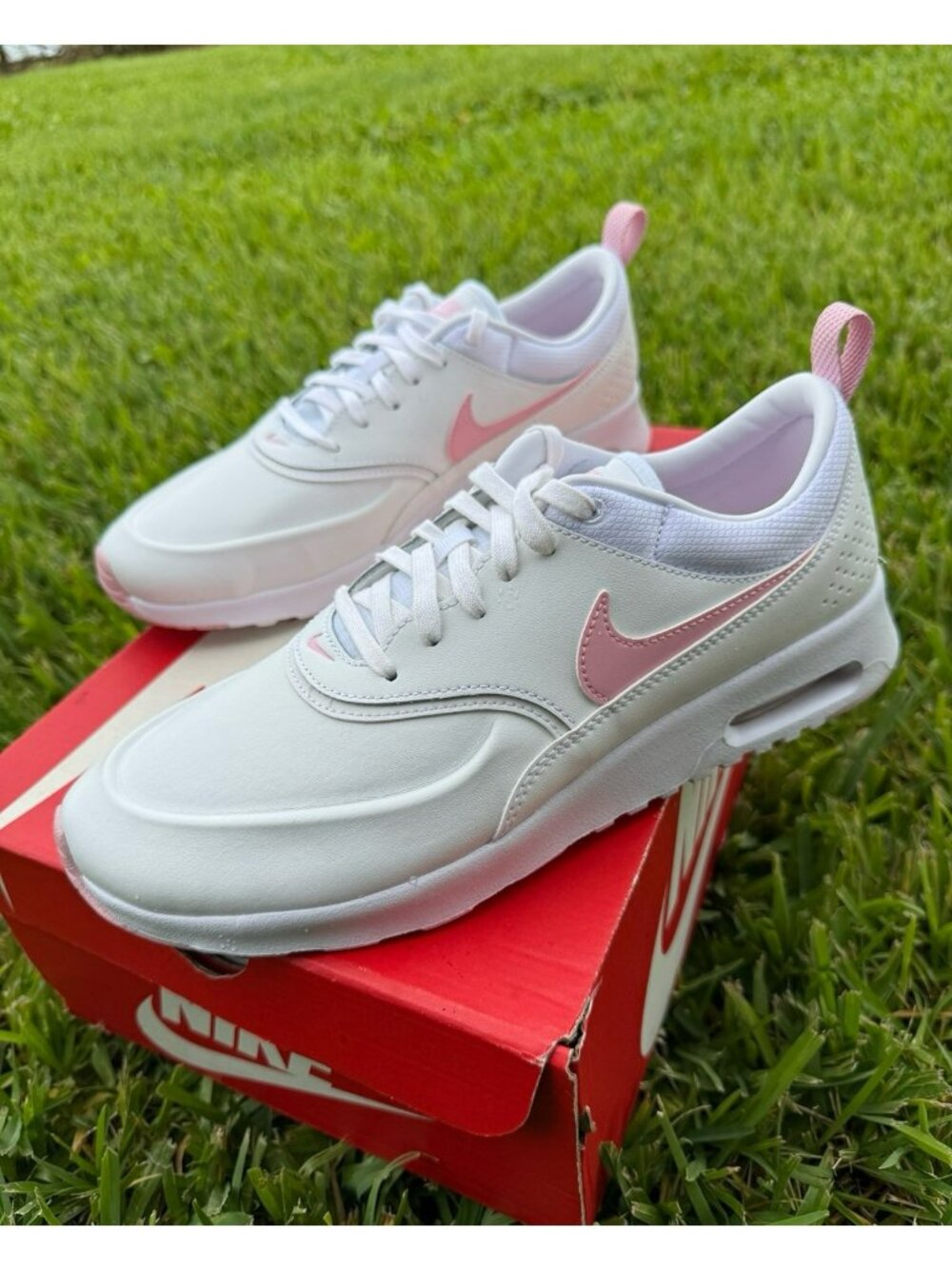 10 WOMEN'S NIKE AIR MAX THEA PREMIUM WHITE PINK FJ4576-100 SNEAKERS RUNNING